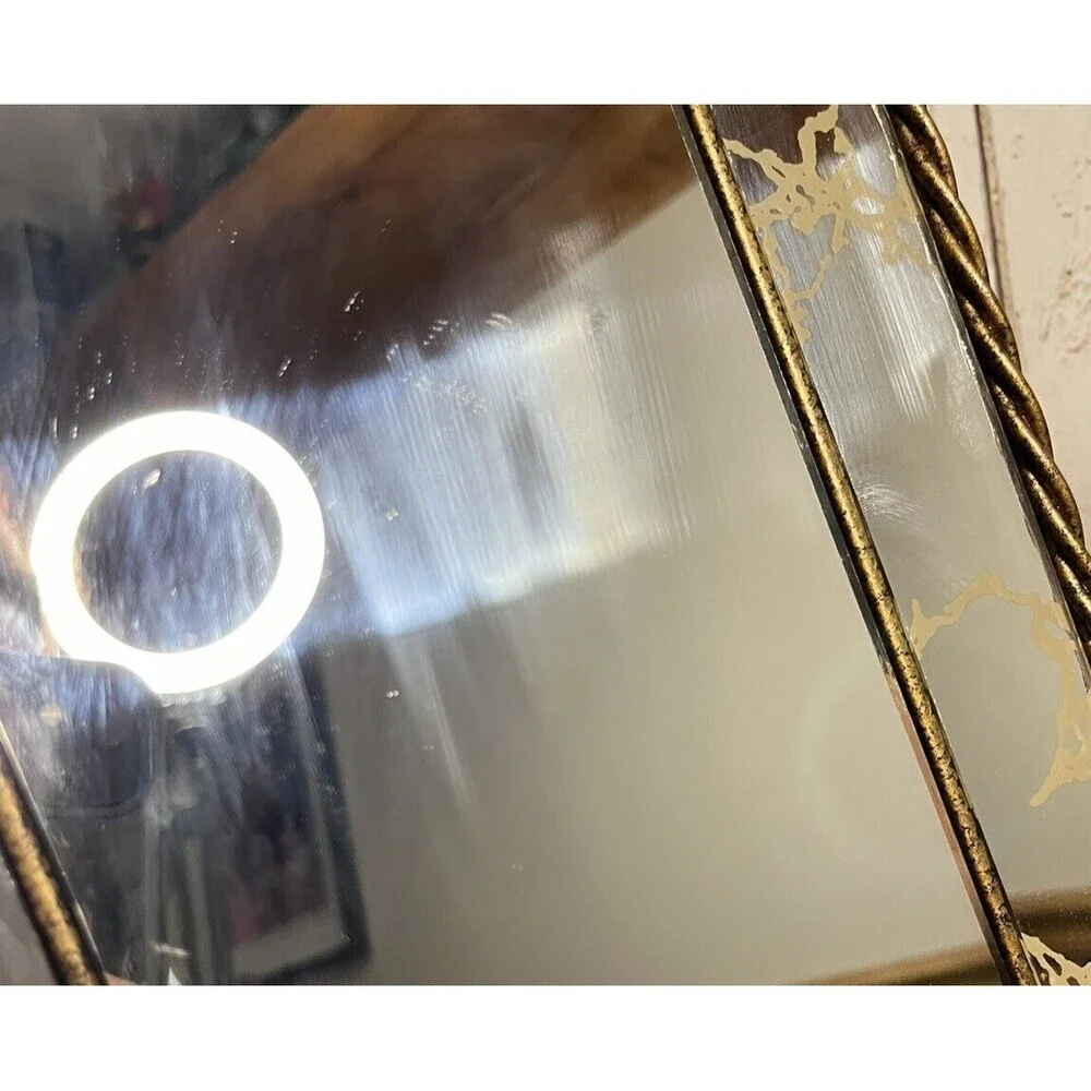 vintage Homco Mirror w gold Metal Frame Hanging or Tabletop decoration mcm